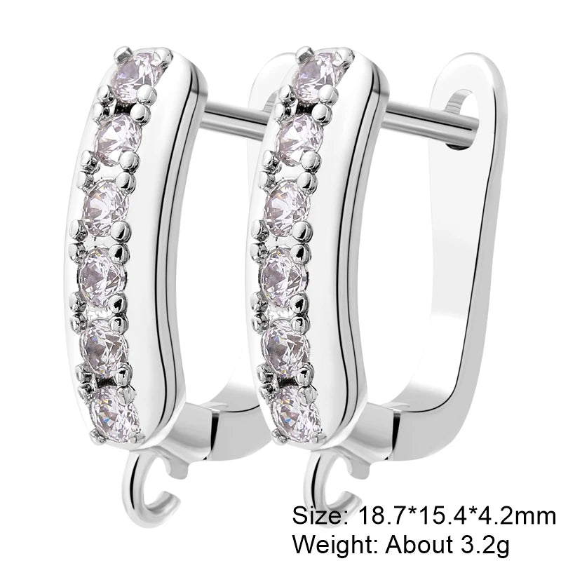 Juya 18K Gold & Silver Plated Earring Hooks – Micro Pave Zircon DIY Jewelry Findings