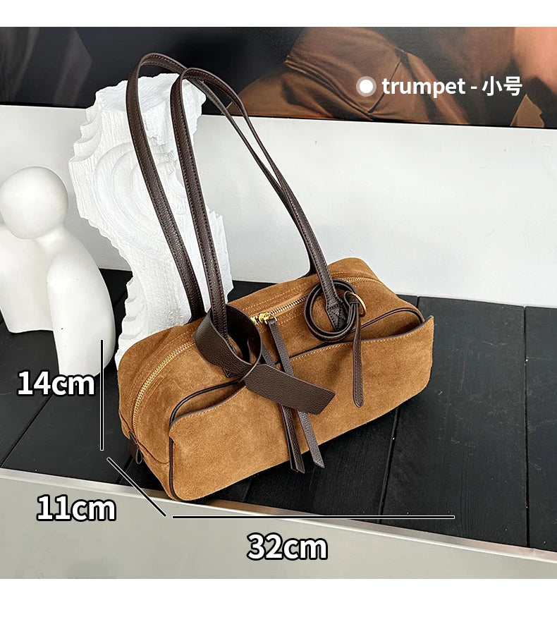Genuine Leather Tote Bag – Soft Cowhide Shoulder Bag for Women
