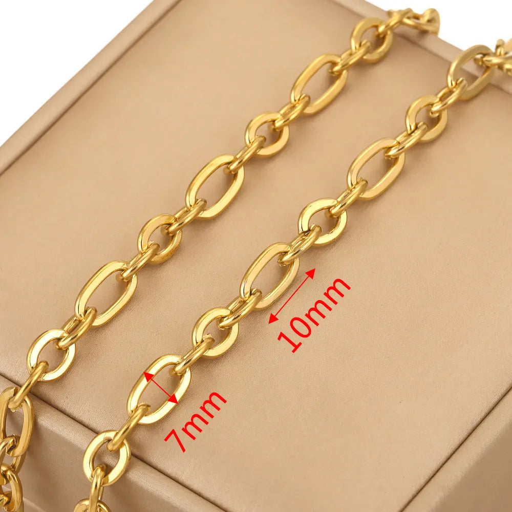 1 Meter 18K Gold Plated Stainless Steel Link Chain for Jewelry Making – Bulk Rolo Cable Necklace & Bracelet Chain