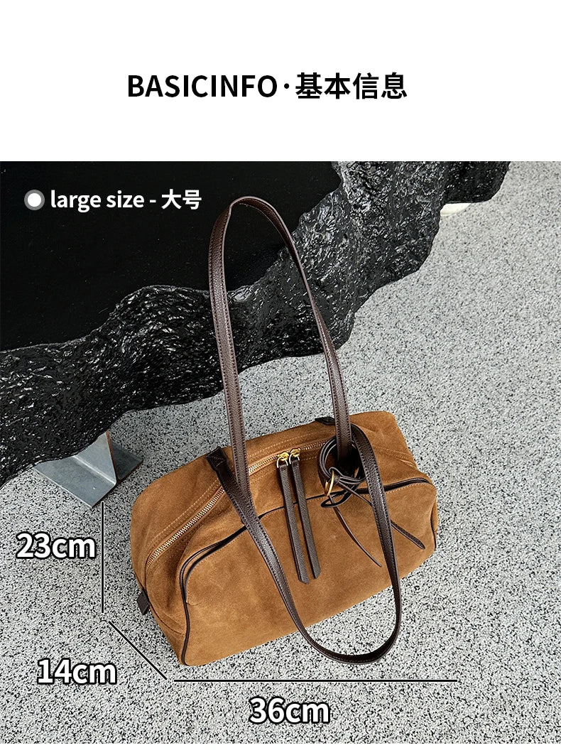 Genuine Leather Tote Bag – Soft Cowhide Shoulder Bag for Women