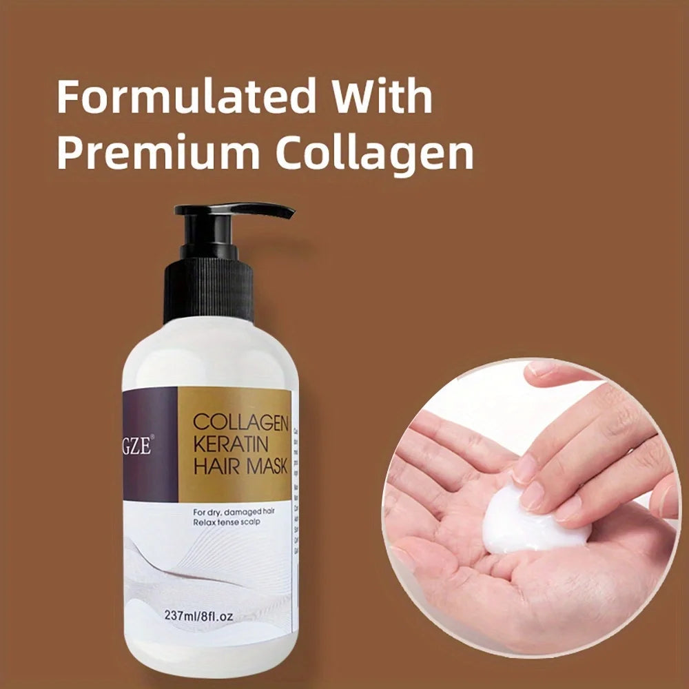 GZE Collagen Keratin Hair Mask - Deep Conditioning for Dry Hair - Infused with Argan Oil, Coconut Oil, and Shea Butter Nanasbeautyholic