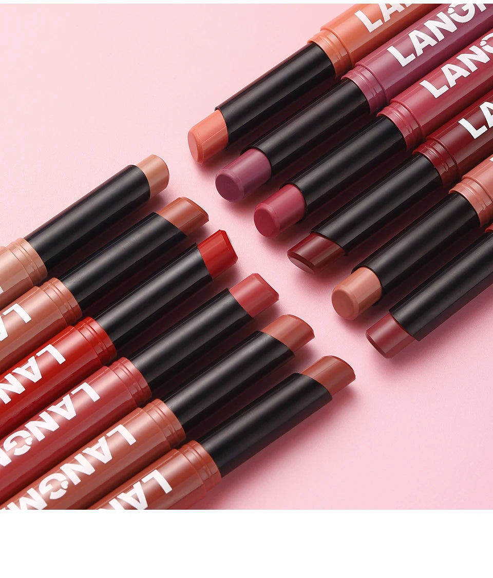 Integrated waterproof lipliner+lipstick lipstick lipstick set,no smudge,no fade,no cup,durable,easy to create a perfect makeup! Nanasbeautyholic