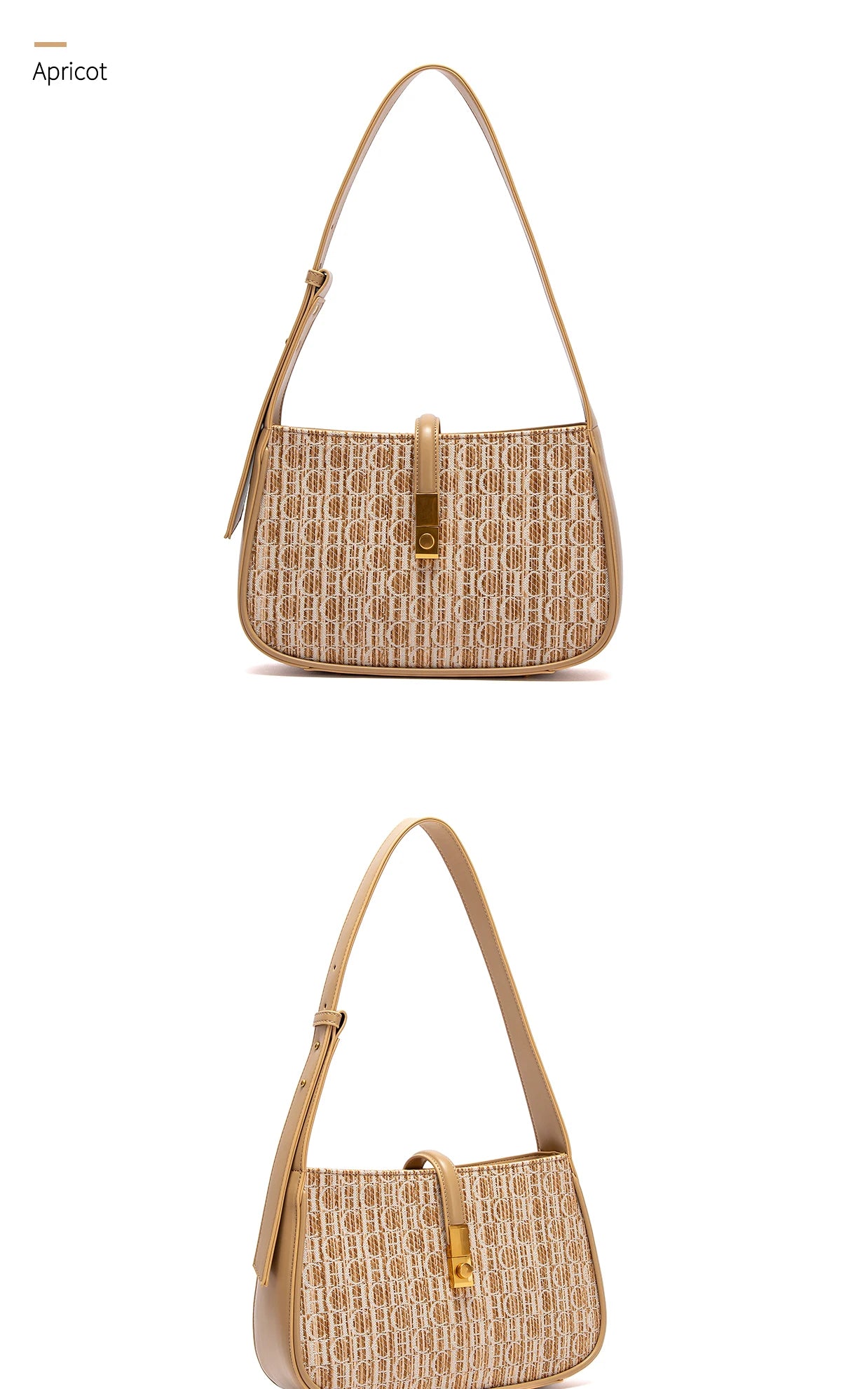 Luxury Baguette Shoulder Bag – Monogram PU Leather Handbag for Women