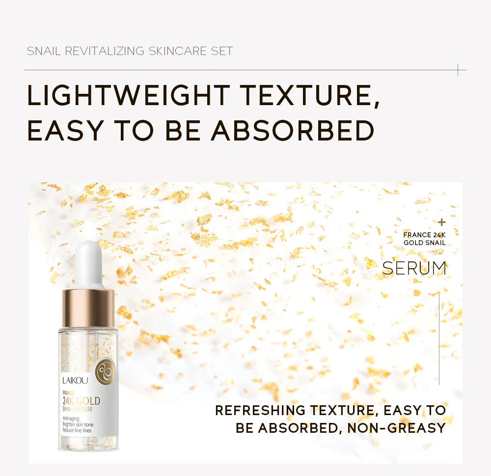 LAIKOU Vitamin C 24K Golden Sakura Skin Care Sets Face Cream Serum 3pcs/set