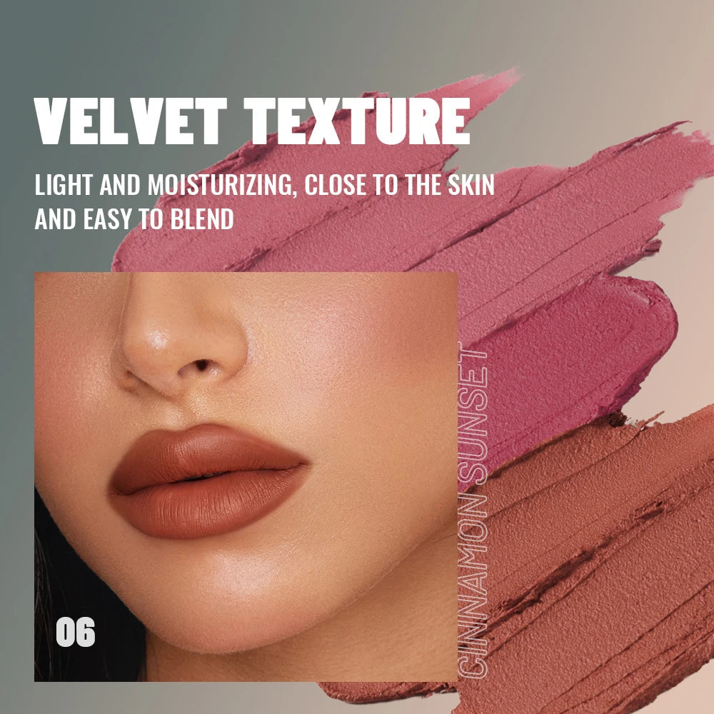 1PC Matte Velvet Lip Gloss - Highly Saturated Liquid Lip Mud, Non-Stick Long-Lasting Formula, 10-Shade Mixed Palette Nanasbeautyholic