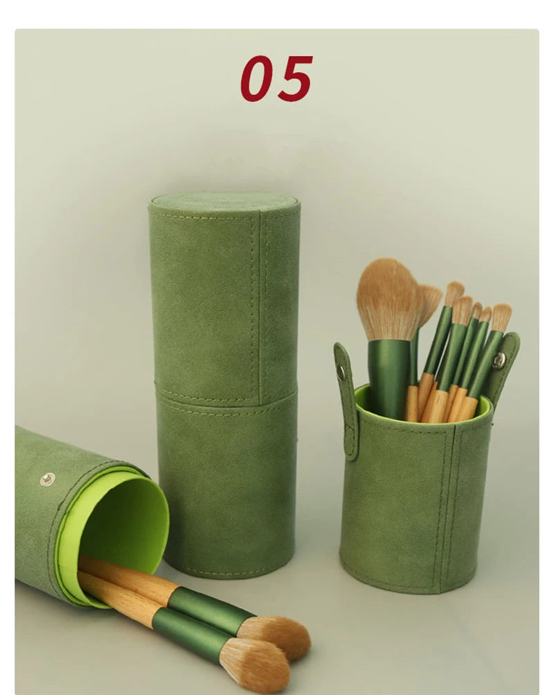 PU Leather Makeup Brush Bucket Portable Travel