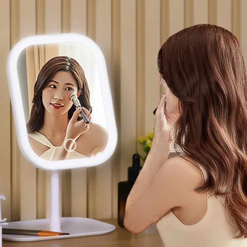 Niche Modern Desktop Vanity Mirror 3 Color Light LED , touching mirror