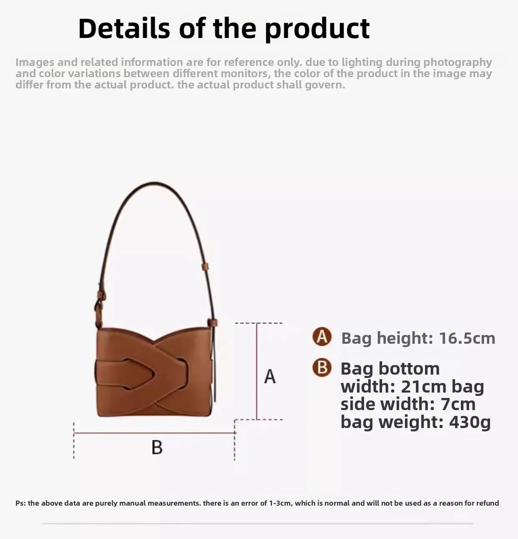 Genuine Leather Bucket Shoulder Bag for Women – Large Capacity Underarm Bag