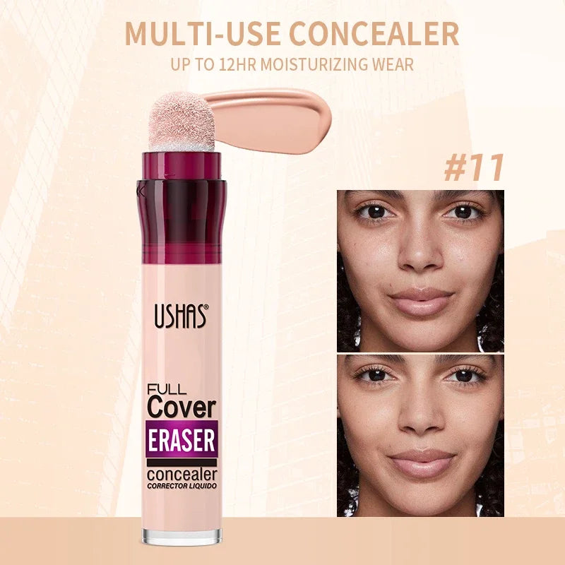 USHAS Sponge Tip Concealer – Full Coverage for Dark Circles, Freckles & Acne | 12 Shades