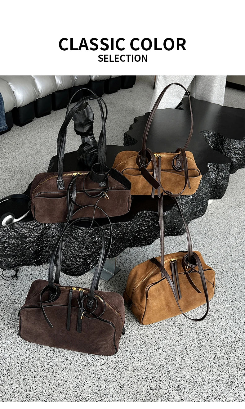Genuine Leather Tote Bag – Soft Cowhide Shoulder Bag for Women