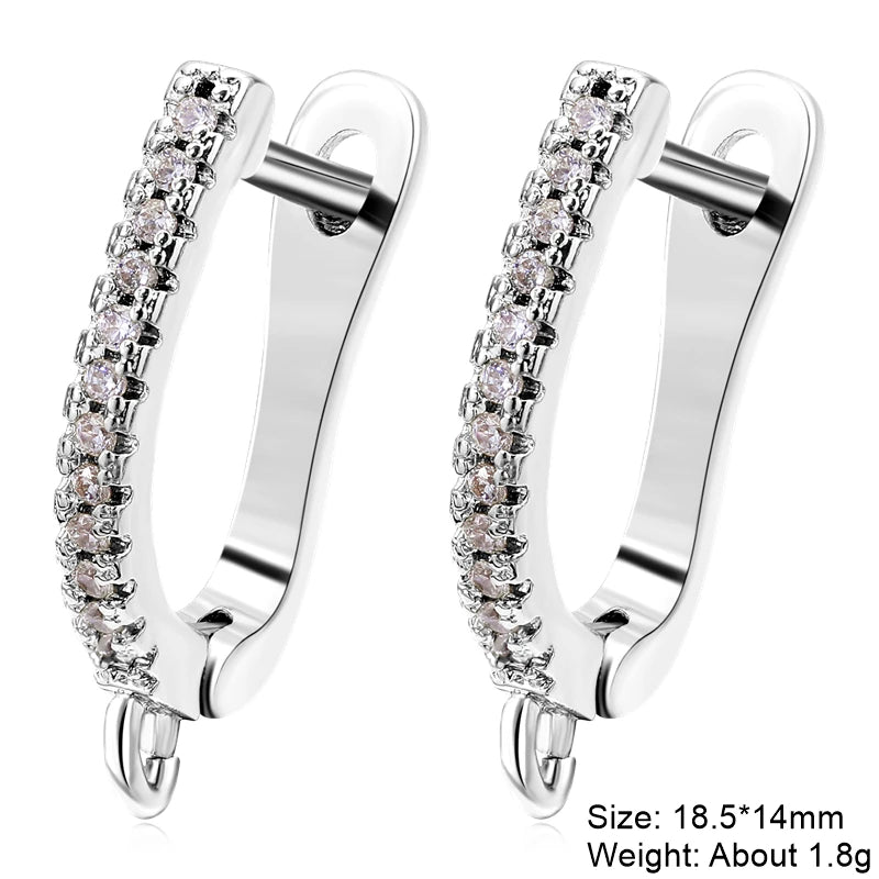 Juya 18K Gold & Silver Plated Earring Hooks – Micro Pave Zircon DIY Jewelry Findings