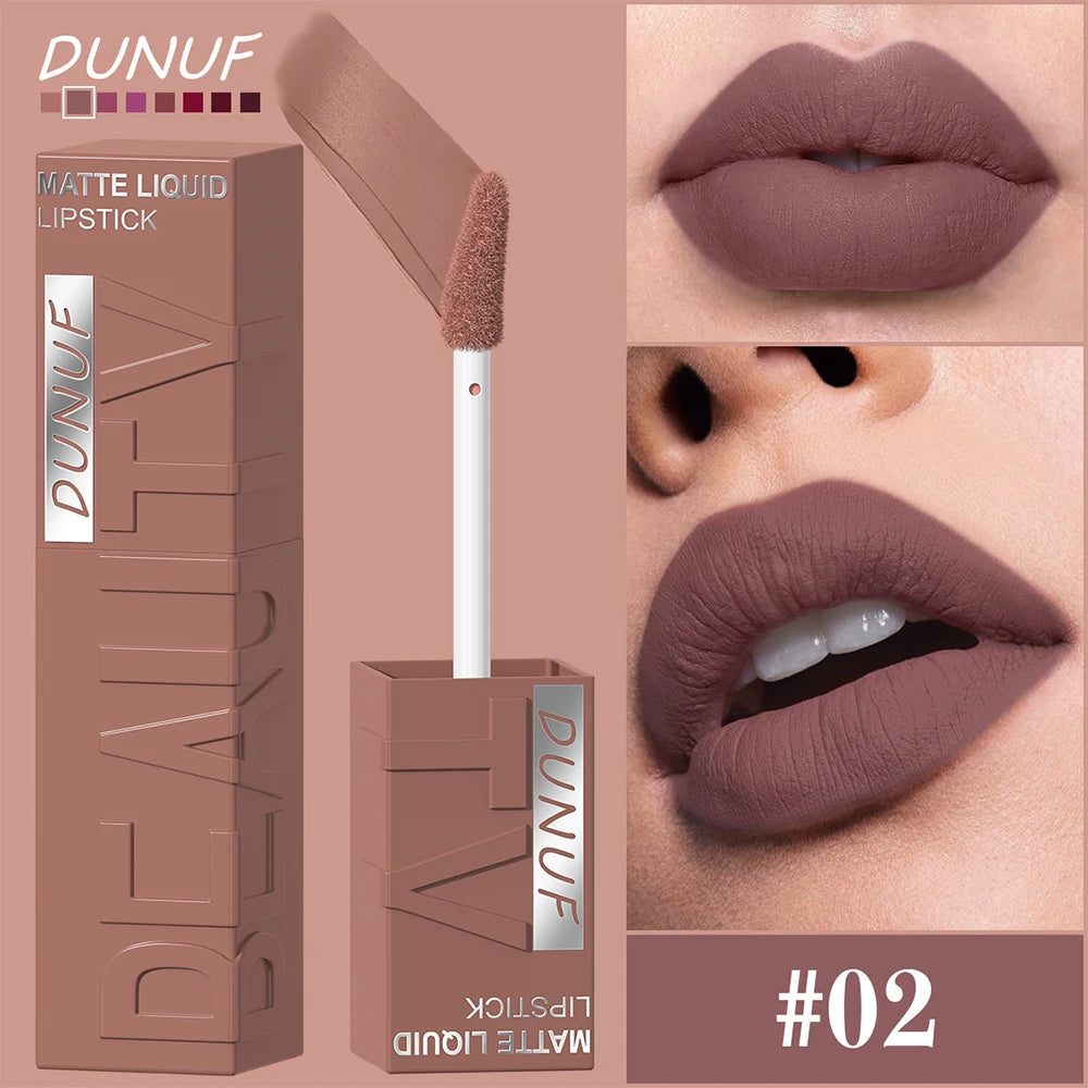 8Pcs/Set Nude Brown Matte Liquid Lipstick Velvet Sexy Dark Red Lip Glaze Non-stick Cup Not Easy To Fade Lip Gloss Lipstick Makeu Nanasbeautyholic