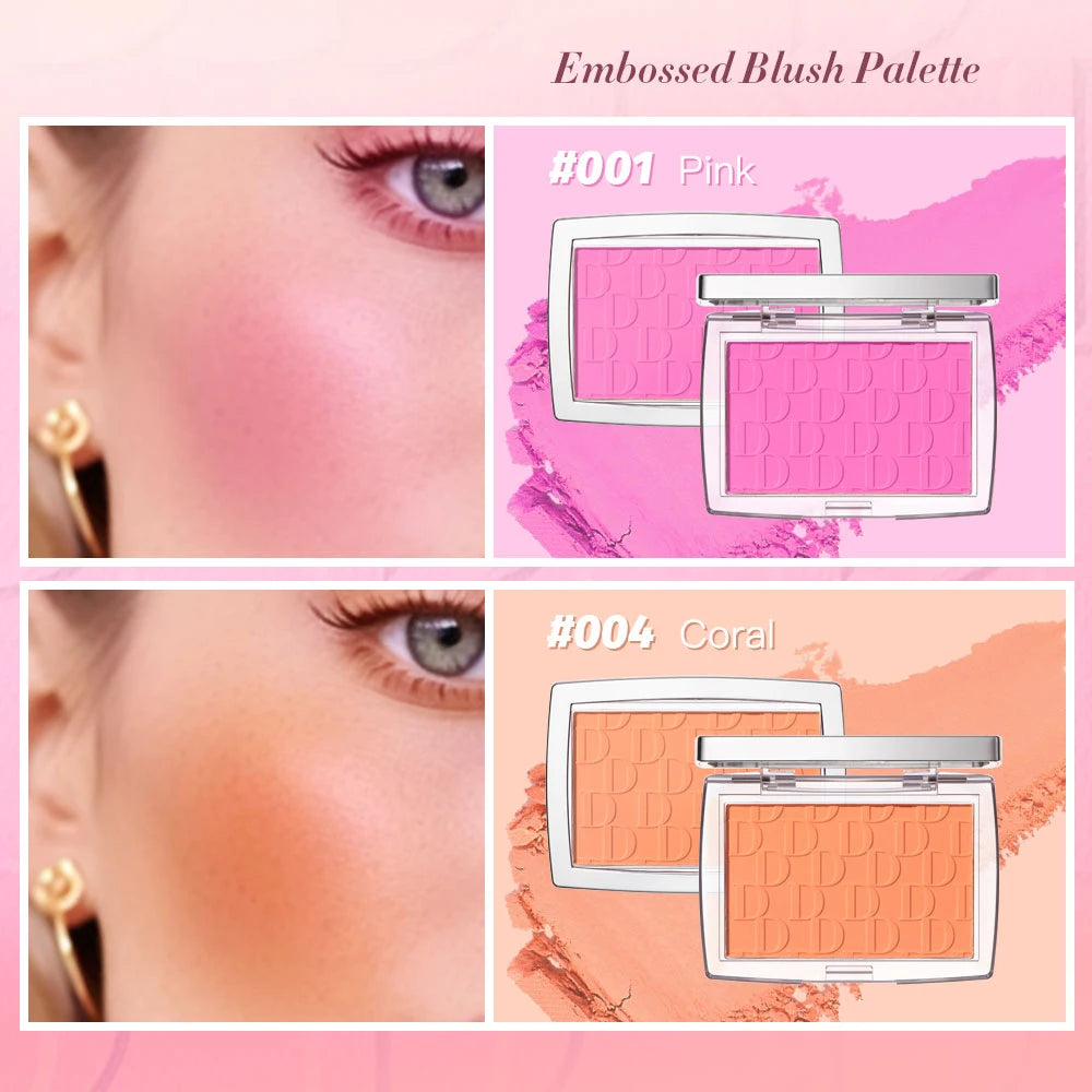 Embossed Matte Blush Palette – High-Pigment Cheek Powder for a Natural Rosy Glow