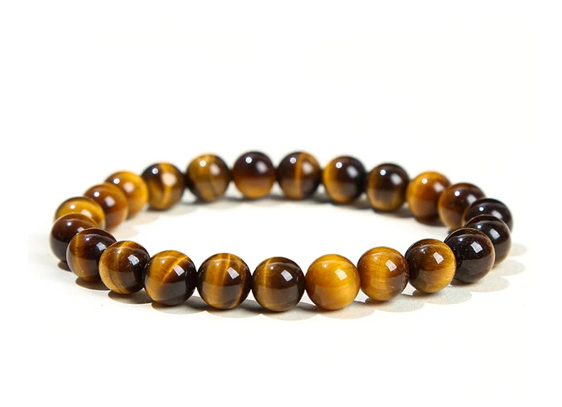 Natural Gemstone Bead Bracelet — Amethyst, Tiger Eye, Crystal, Agate & More | Reiki Healing Jewelry