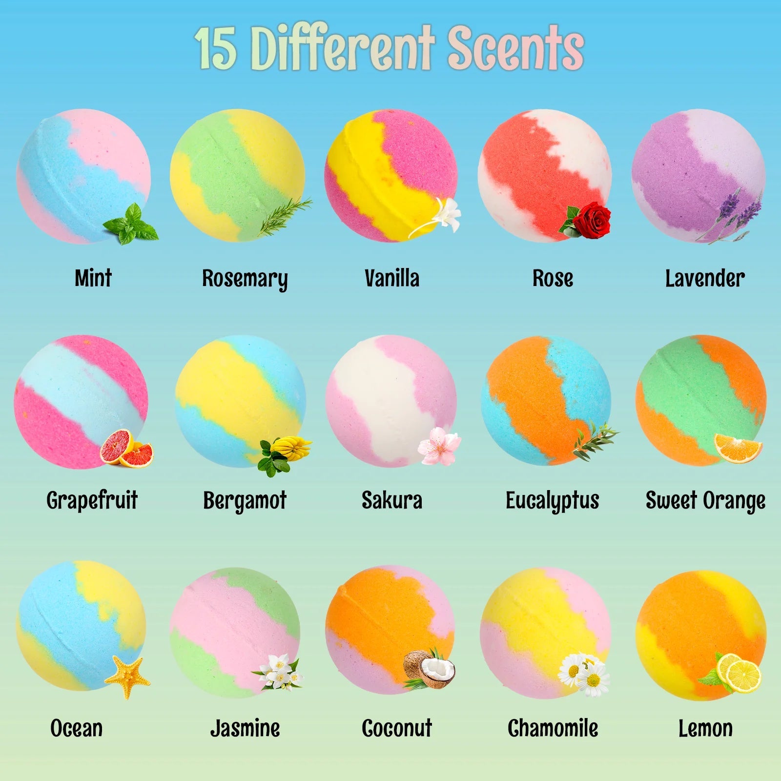 Bath Bombs for Kids with Toys Inside - 15 Pack Kids Bath Bombs with Glow in The Dark Bath Toys Inside, Birthday Gifts for Kids Nanasbeautyholic