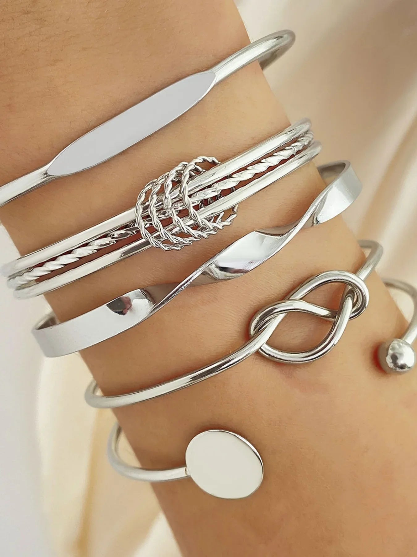 Multilayer Twist Bangle Bracelet Set for Women – 5pcs Stackable Adjustable Punk Jewelry