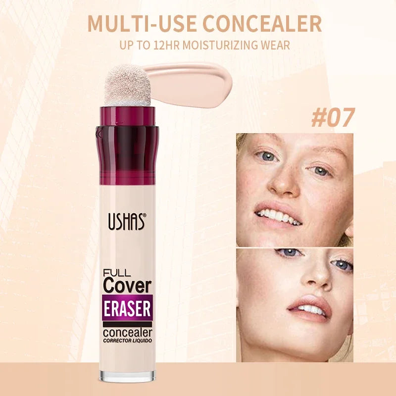 USHAS Sponge Tip Concealer – Full Coverage for Dark Circles, Freckles & Acne | 12 Shades