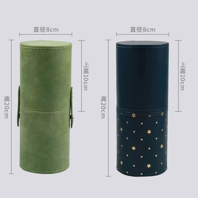 PU Leather Makeup Brush Bucket Portable Travel