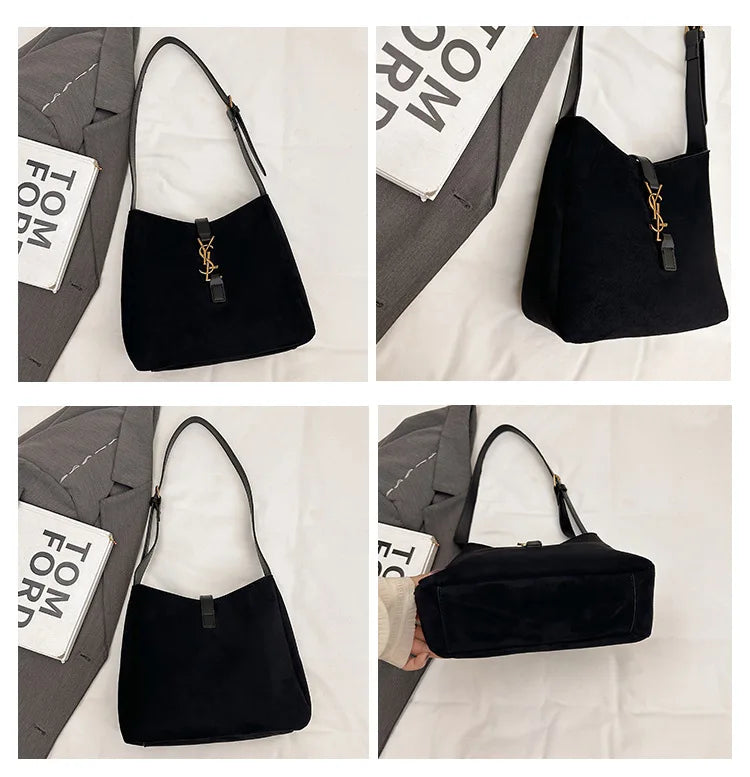 Luxe Faux Leather Bucket Bag – Large Capacity Hobo Shoulder Bag for Women