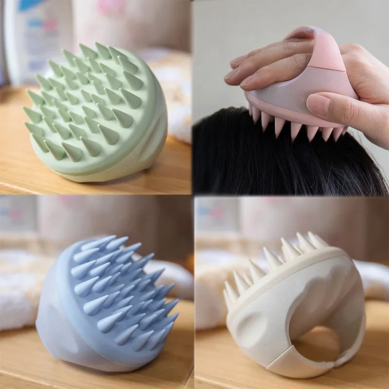 Scalp Brush Massager Sculp Scrubber Brush Wheat Straw Biodegradable Silicone Shampoo Brush Hair Scalp Massager For Hair Growth Nanasbeautyholic