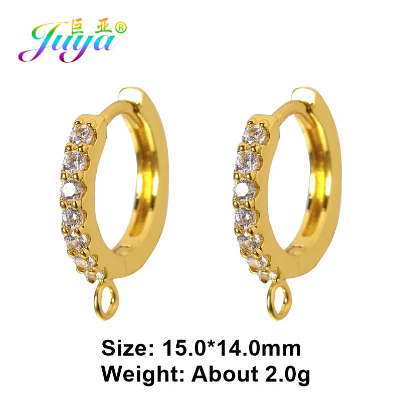 Juya 18K Gold & Silver Plated Earring Hooks – Micro Pave Zircon DIY Jewelry Findings