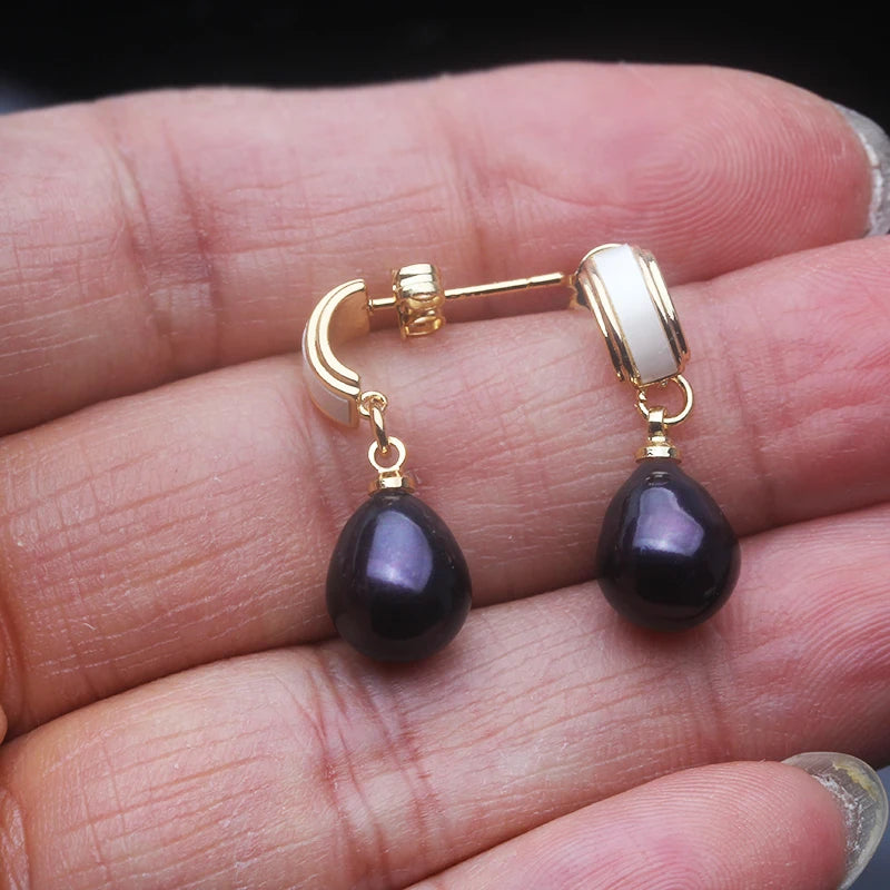 Real Freshwater Pearl Necklace & Earrings Set | 925 Sterling Silver | Pink White Purple Black Grey | Free Shipping