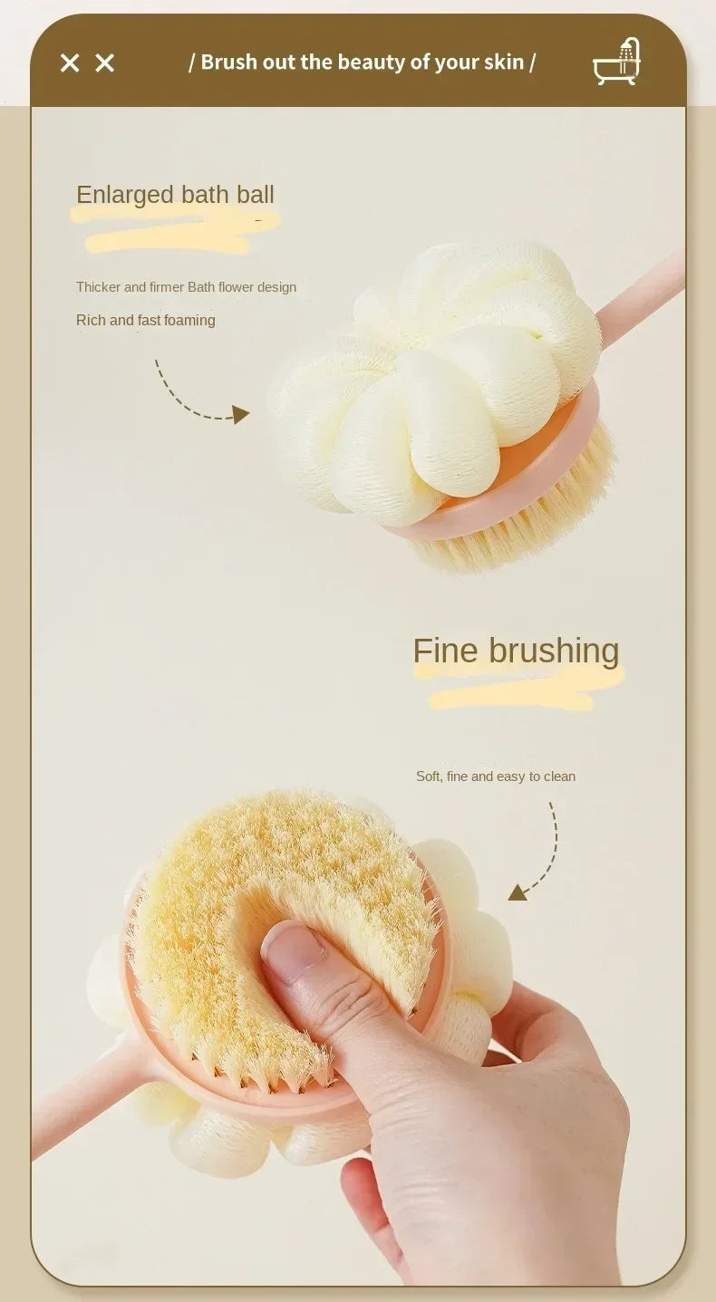 Bath Brush Back Body Bath Shower Sponge Scrubber Brushes With Handle Exfoliating Scrub Skin Massager Exfoliation Bathroom Brush Nanasbeautyholic