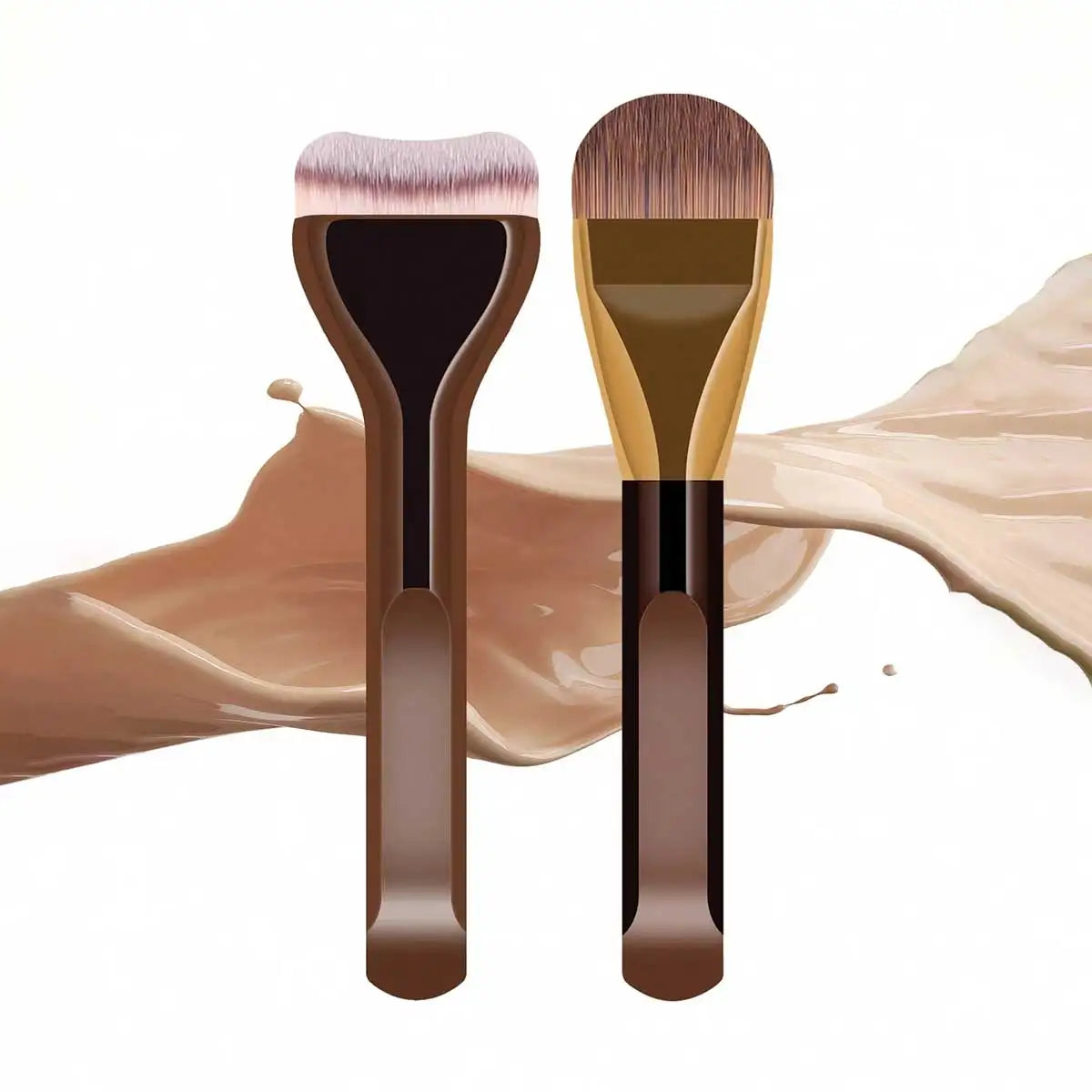MAANGE 2pcs Foundation Makeup Brushes Set Ultra Thin Top Mask Brush For Liquid Cream Cosmetics Blending Beauty Tool Premium Gift Nanasbeautyholic