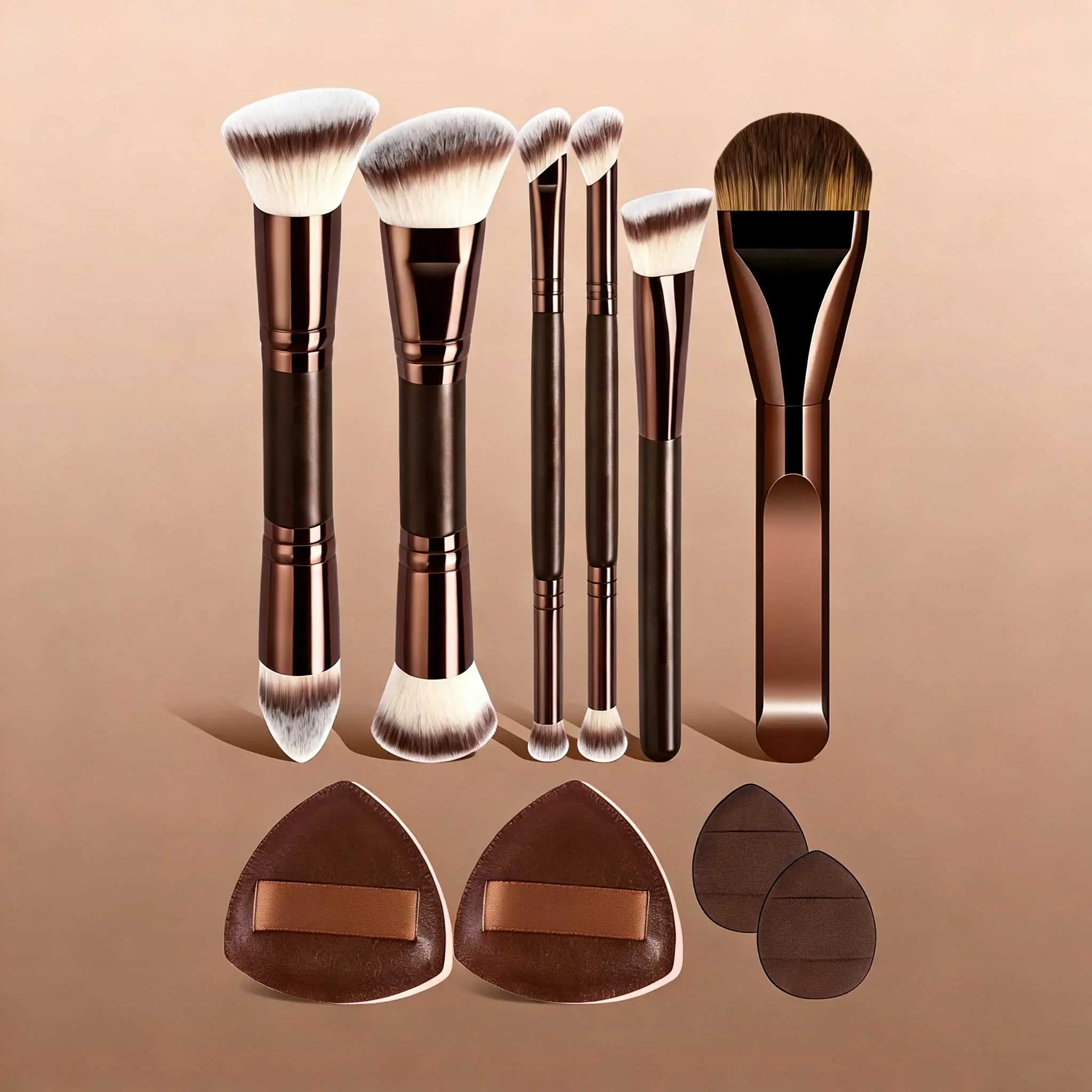 LUXEBLEND Dual-Ended Makeup Brush Set – Professional Travel Brushes for Foundation, Eyeshadow & Blending (5, 6, 10, 18 or 22 Pcs)