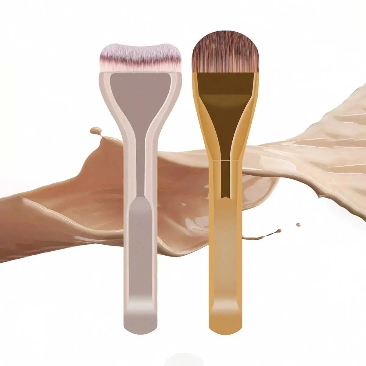 MAANGE 2pcs Foundation Makeup Brushes Set Ultra Thin Top Mask Brush For Liquid Cream Cosmetics Blending Beauty Tool Premium Gift Nanasbeautyholic