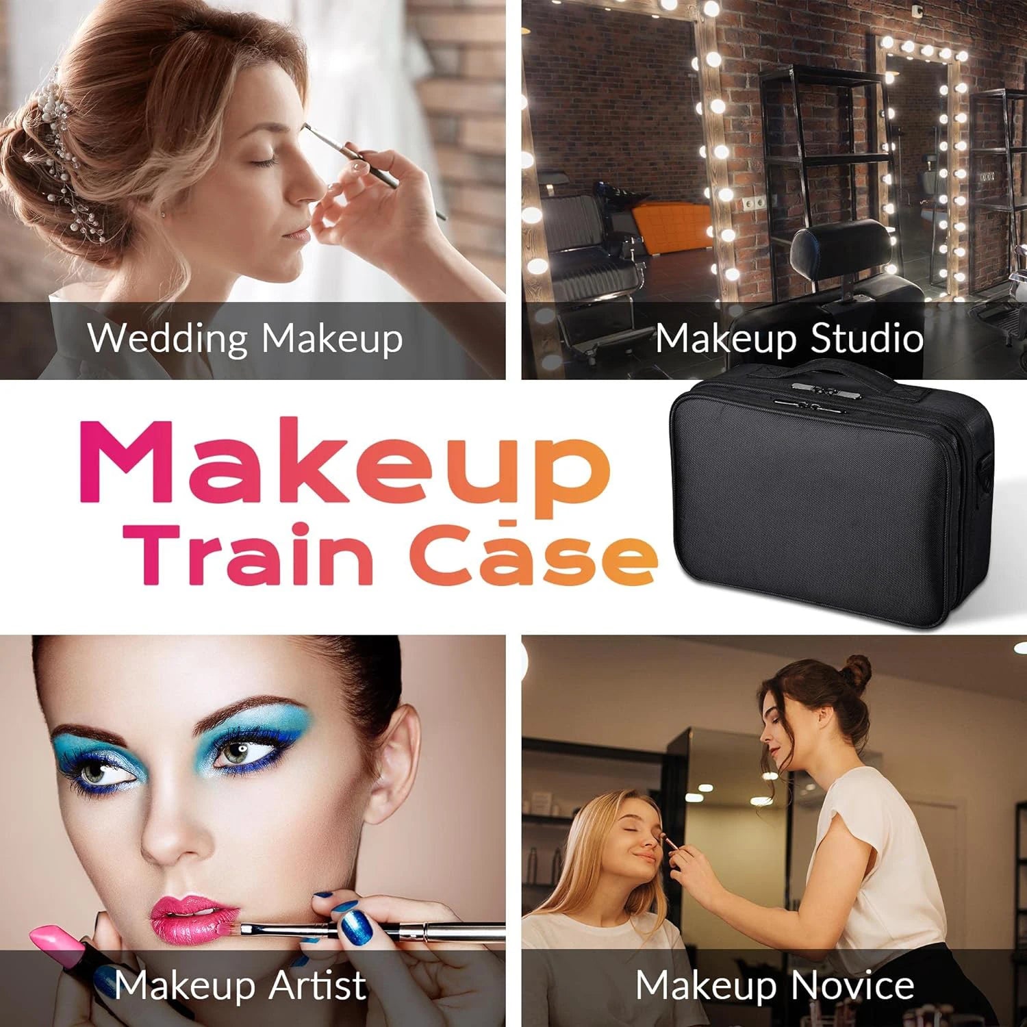 Large capacity travel makeup case, portable artist organizer with adjustable dividers and shoulder strap for toiletries jewelry Nanasbeautyholic