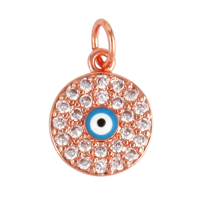 Evil Eye Charm Pendant – 18K Gold Plated CZ Cubic Zirconia | Necklace & Bracelet Jewelry Making