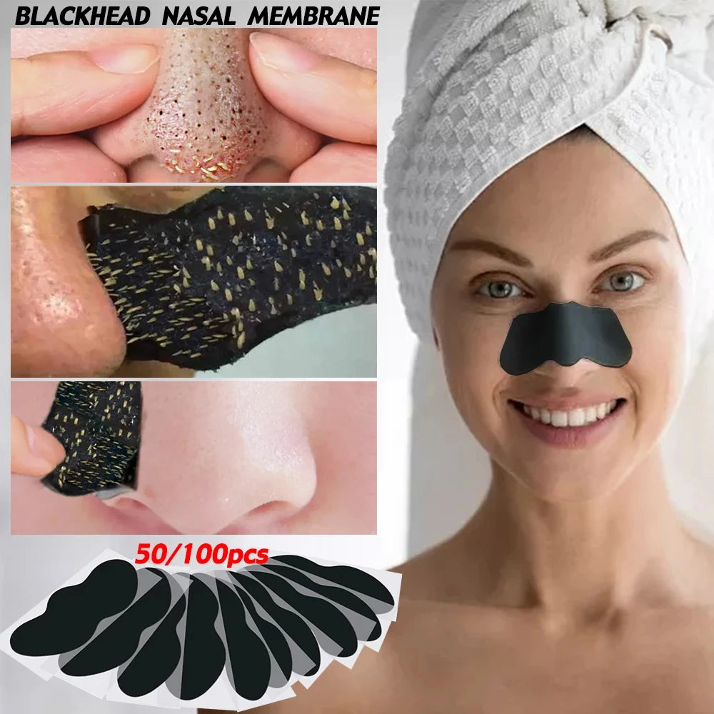 50/100PCS Bamboo Charcoal Nasal Strips Blackhead Remover