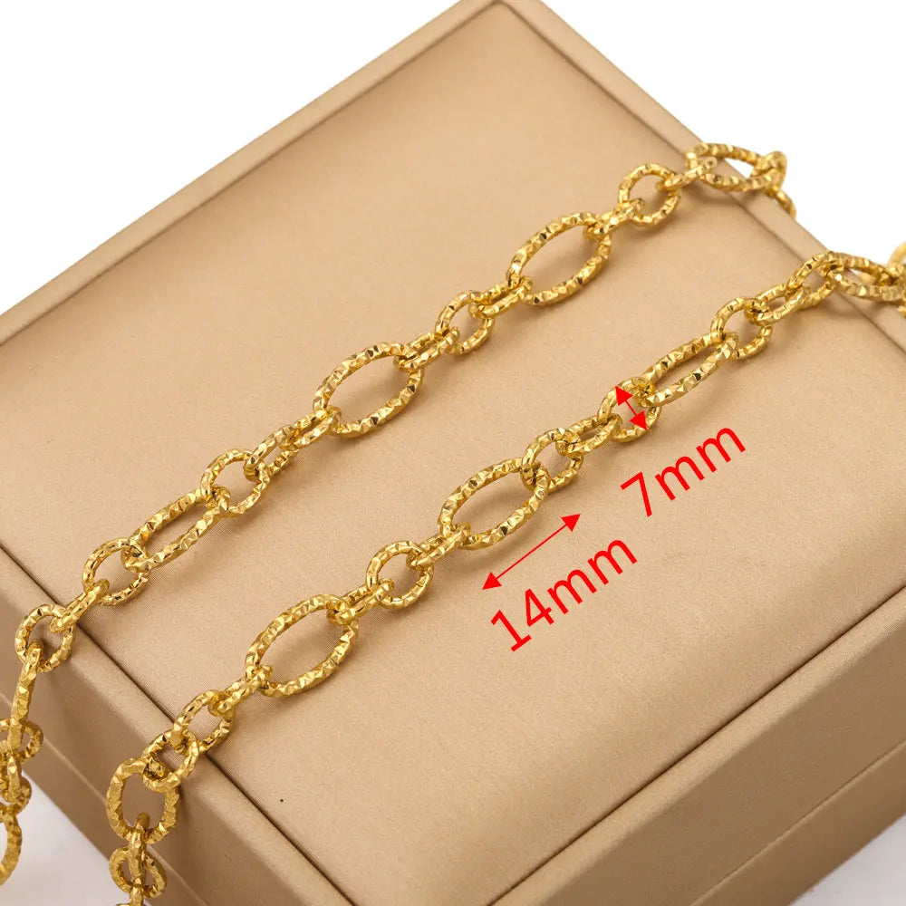 1 Meter 18K Gold Plated Stainless Steel Link Chain for Jewelry Making – Bulk Rolo Cable Necklace & Bracelet Chain