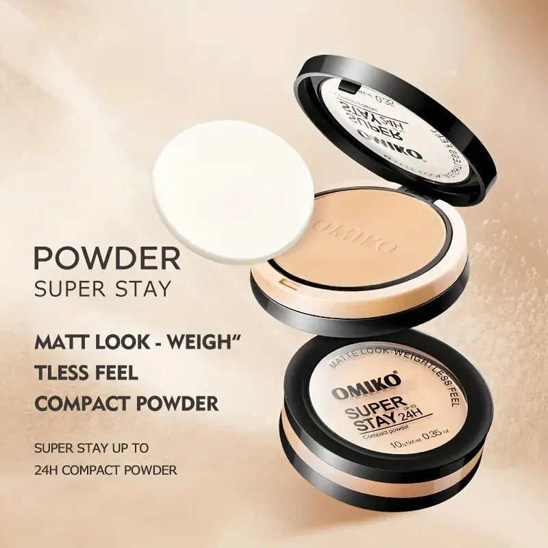 Pressed Powder Waterproof Long-lasting Full Coverage Face Compact Setting Powder Makeup Foundation Oil 3 Color Control Cosmetics Nanasbeautyholic