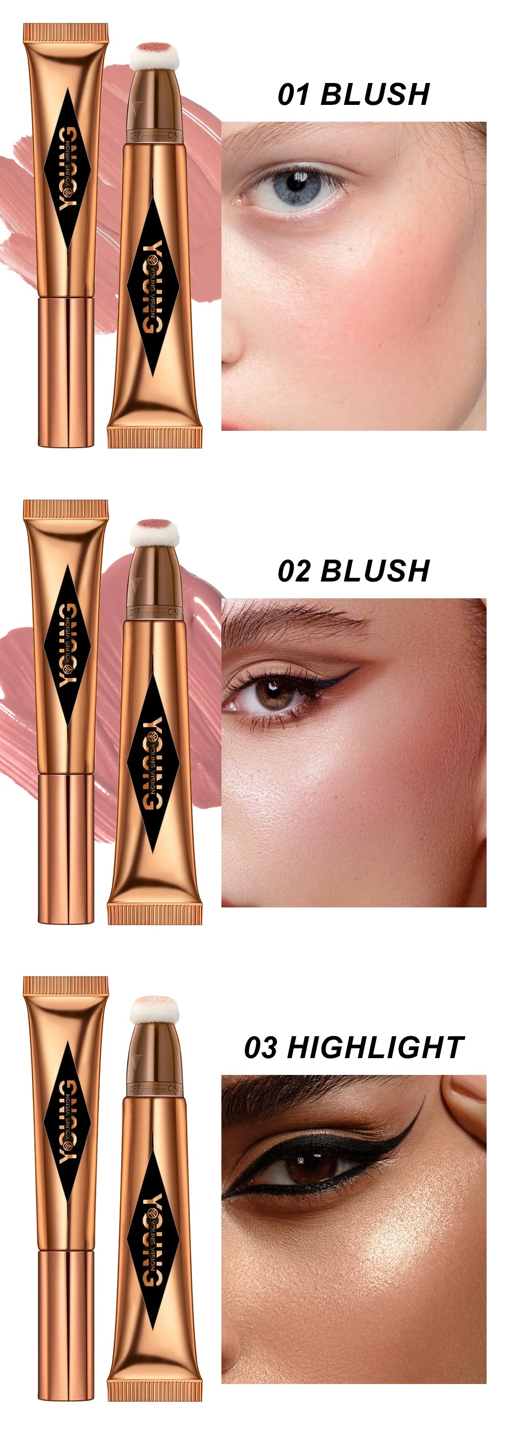 Young Vision 6-Shade Cushion Blush – Skin-Friendly Highlighter & Blush Stick