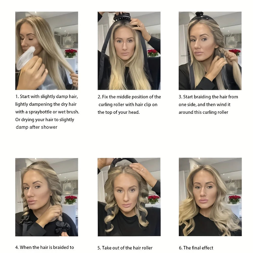 5pcs Styling Set 4-in-1 Heatless Curling Set Hair Stick Headbands Clips Wide Toothed Hair Comb for DIY Styling Nanasbeautyholic