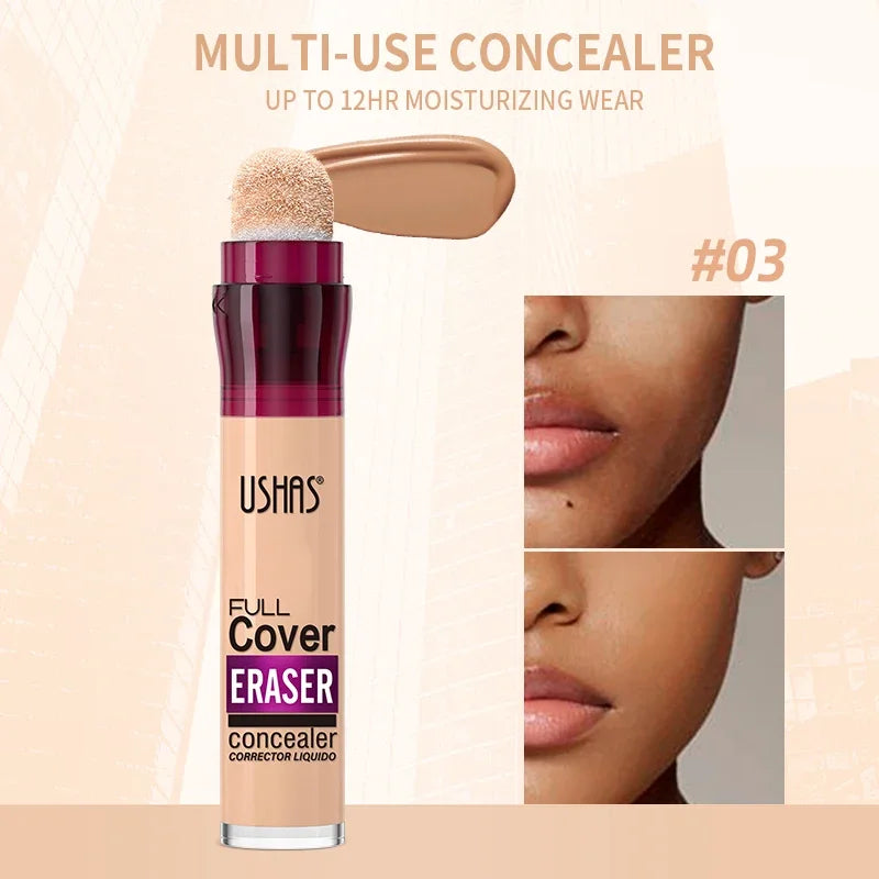 USHAS Sponge Tip Concealer – Full Coverage for Dark Circles, Freckles & Acne | 12 Shades