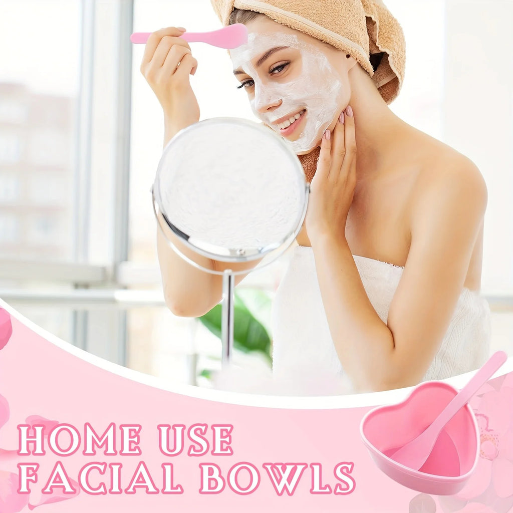 6-Piece Heart-Shaped Facial Mask Mixing Set - Pink