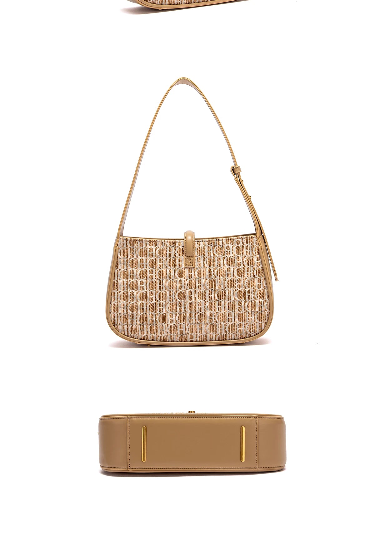 Luxury Baguette Shoulder Bag – Monogram PU Leather Handbag for Women