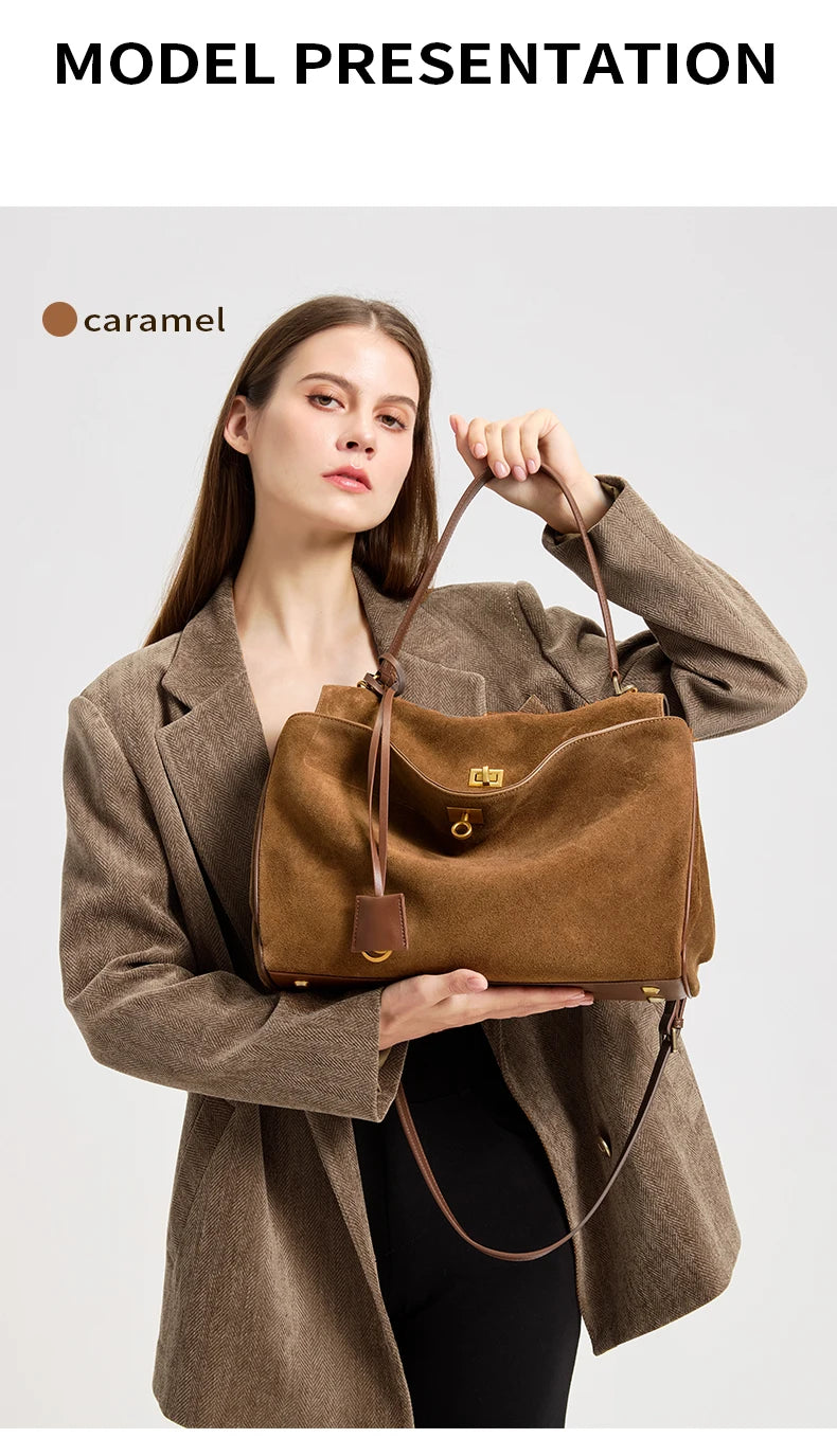 Women's Suede genuine leather Bag Shoulder Handbag Luxury Designer