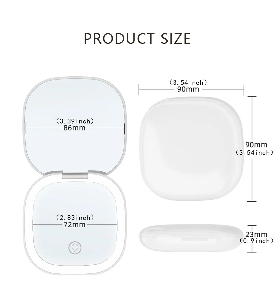 Mini Compact Foldable Pocket Hand Led Makeup Mirror