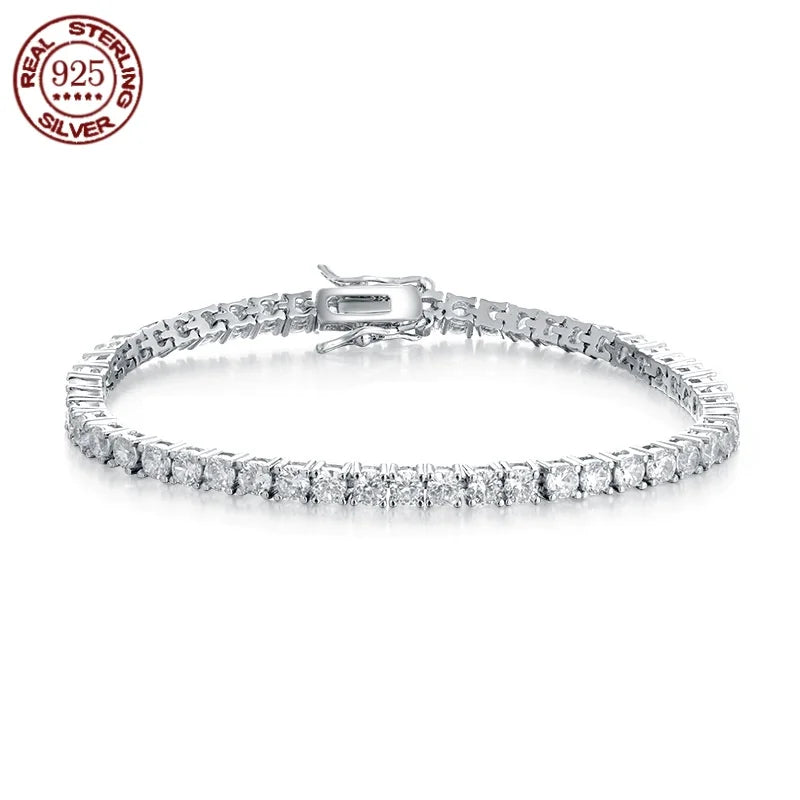 925 Sterling Silver Zircon Bangle — 18K Gold Plated, 5A Grade Sparkling Bracelet