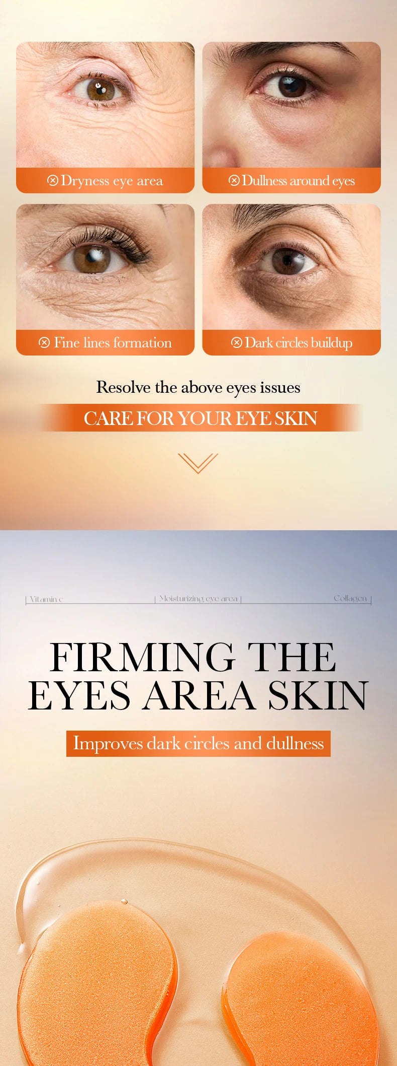 80pcs BIOAQUA Vitamin C Crystal Collagen Eye Mask Anti Dark Circles Whitening Anti-Wrinkles Moisturizing Anti-Aging Eye Patches Nanasbeautyholic