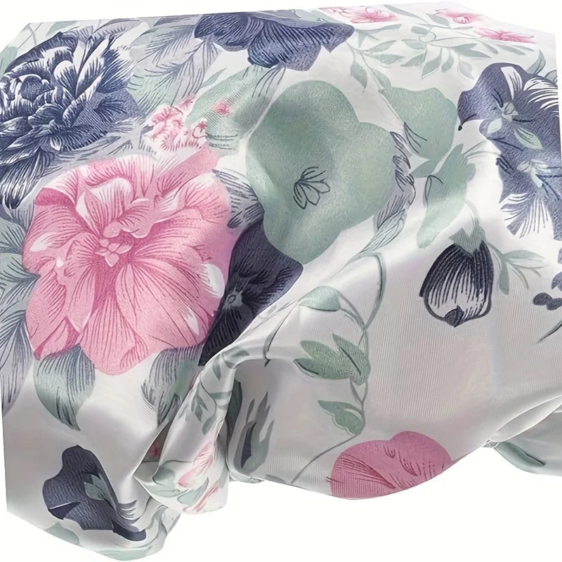 Women Double Layer Waterproof Shower Cap Floral Print Adjustable Double-Layer Elastic Hair Cap Bathing Accessory Nanasbeautyholic