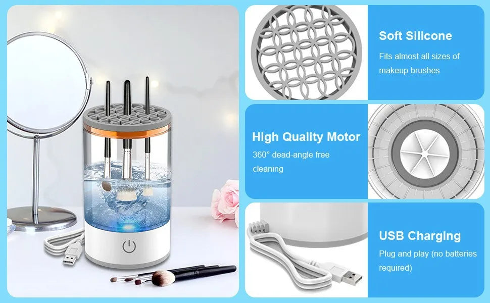 USB Electric Makeup Brush Cleaner Portable ,Quick Dry Tool