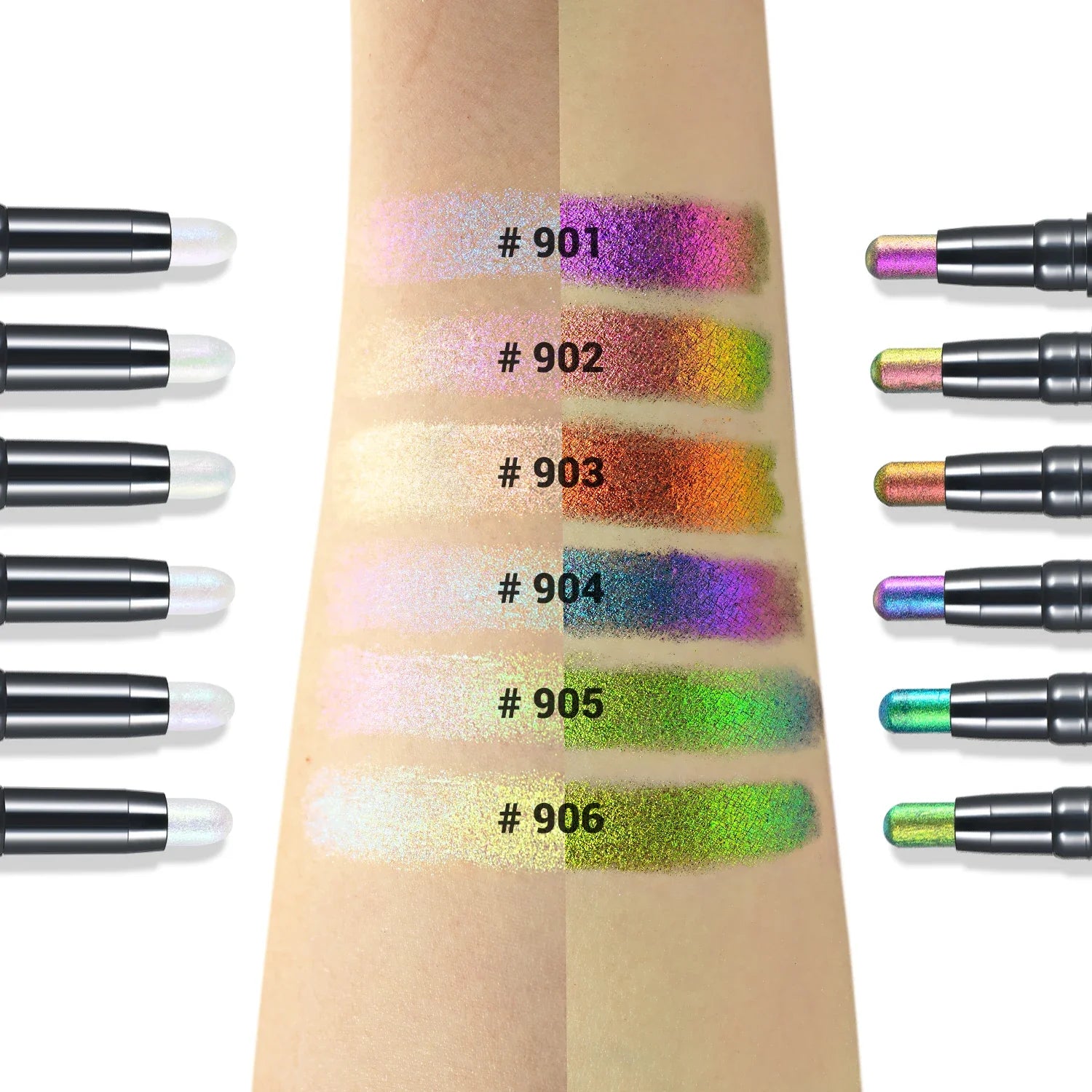 CHARMACY 2-in-1 Multichrome Eyeshadow Stick – High-Pigment Glitter & Shimmer Eye Shadow Pen | 5 Shades
