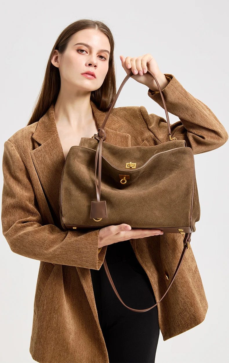 Women's Suede genuine leather Bag Shoulder Handbag Luxury Designer