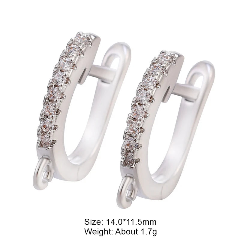 Juya 18K Gold & Silver Plated Earring Hooks – Micro Pave Zircon DIY Jewelry Findings