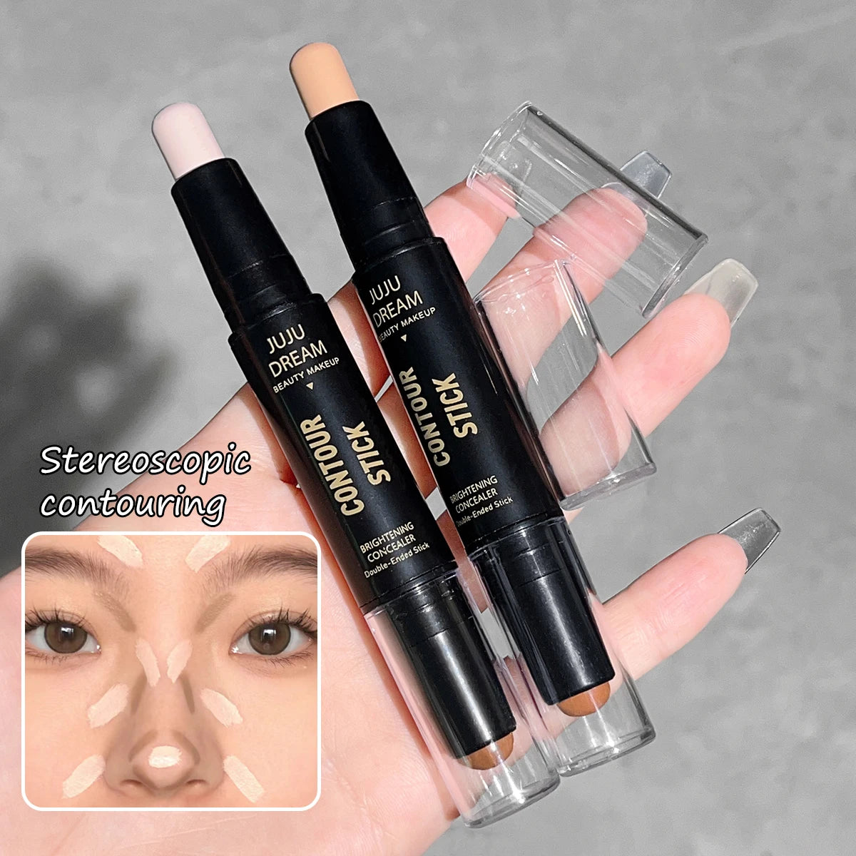 Double-Ended Contour & Highlighter Stick – 3D Face Sculpting, Nose Shadow & Brightening Bronzer
